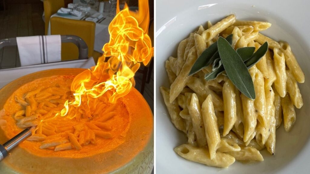 This Italian restaurant is making pasta in a giant wheel of cheese